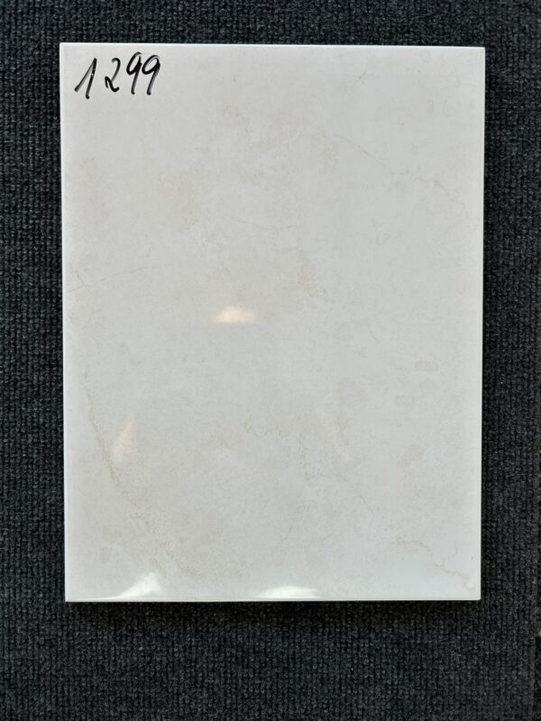 Foto einer einzelnen Wandfliese in glänzendem Beige. Format: 25cm x 33cm